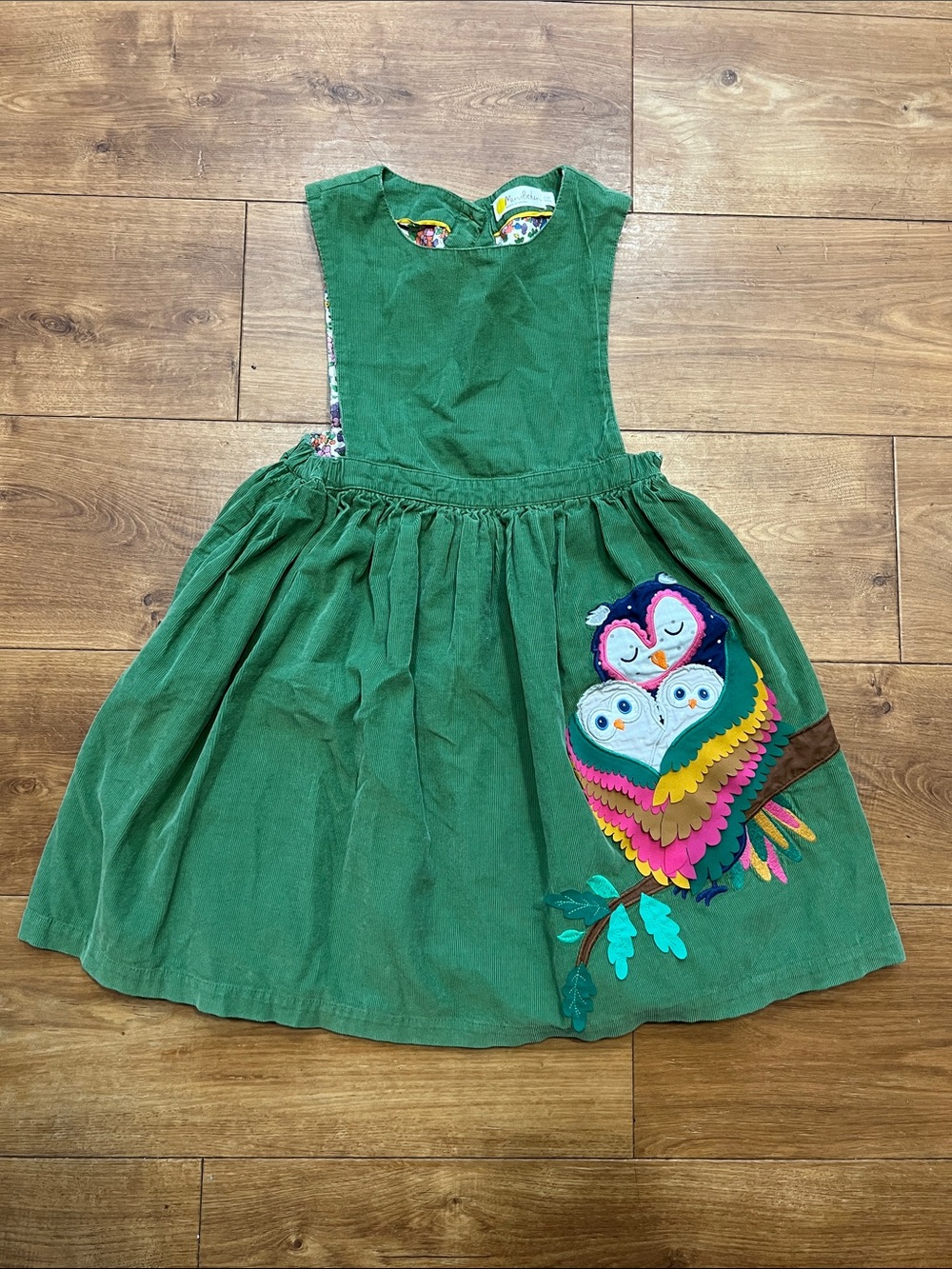 Mini Boden textured owl corduroy dress